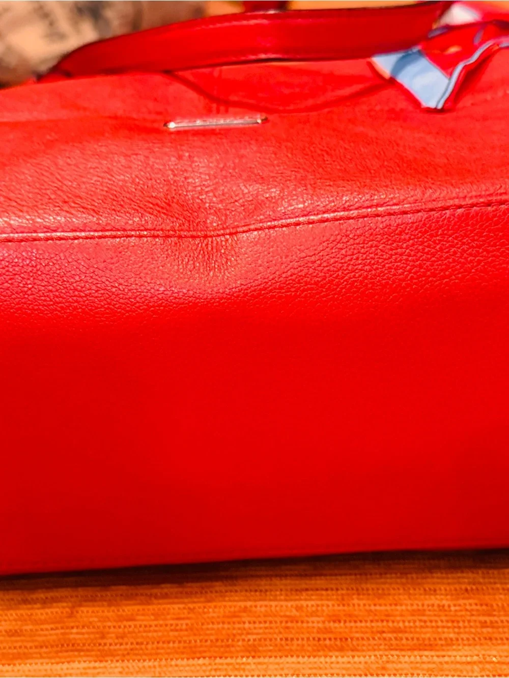 Coach Park Leather Carrie Tote Tangerine with free scarf